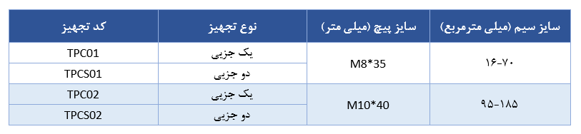 جدول مشخصات